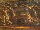 Adriaan Boshoff, Cattle in an Extensive Rocky Landscape, oil on canvas laid down on board