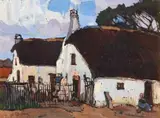 Pieter Wenning, Seated Figure Outside a Cape Dutch Cottage, oil on canvas
