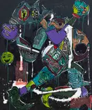 Blessing Ngobeni, Democracy in a Boxing Ring III, mixed media on canvas