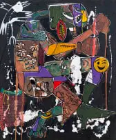 Blessing Ngobeni, Democracy in a Boxing Ring I, mixed media on canvas