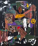 Blessing Ngobeni, Democracy in a Boxing Ring I, mixed media on canvas