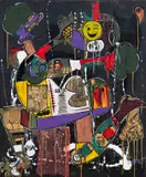 Blessing Ngobeni, Democracy in a Boxing Ring II, mixed media on canvas