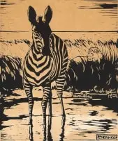 Jacobus Hendrik Pierneef, Shaitani, linocut on paper laid down on board