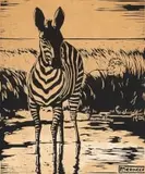 Shaitani by Jacobus Hendrik Pierneef, linocut on paper laid down on board, sold Mar 2024