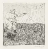 William Kentridge, Policeman/Sharpeville Soldier, etching on paper