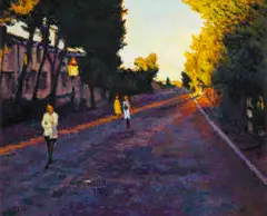 Walter Meyer, Figures at Dusk, oil on canvas