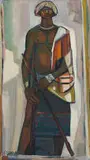 Sidney Goldblatt, Swazi Warrior, oil on board