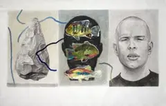 Richard Smith, Heads, mixed media on paper