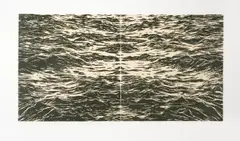 Jake Aikman, Here and Now/Janus Atlantic, woodcut on washi paper fixed to Fabriano, 300 gsm