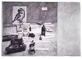 Table with Sparrow by William Kentridge, digital print on Hahnemühle etching paper, sold Sep 2023