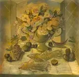 Christo Coetzee, Still Life with Flowers, Fruit and Fish, oil on board