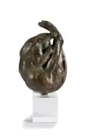 Dylan Lewis, Sleeping Oriental Cat III (S93), 1998, bronze with a brown patina mounted on a crystal base