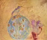 Bronwen Findlay, Bird on a Bubble, oil on canvas
