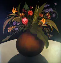 Fynbos Fantasie by Shany van den Berg, oil on board, offered Oct 2023
