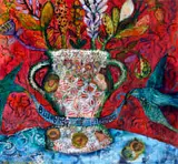 Griet van der Meulen, Bluebirds of Happiness, mixed media on canvas