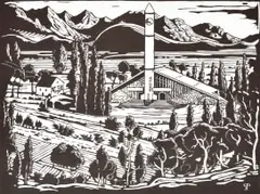 Johan Stegmann, Kruiz Missiel Kerk, linocut on paper