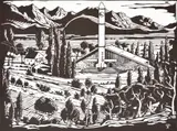 Johan Stegmann, Kruiz Missiel Kerk, linocut on paper