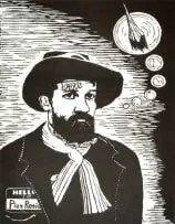 Johan Stegmann, Woke Retief is Oom Gatvol, linocut on paper