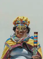 Rick Baloyi, Umfazi we Ndebele, soft pastels on Pastalmat mount board