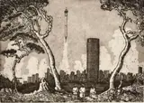 Johan Stegmann, Hillbrow Takes Off, etching on paper