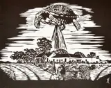 Johan Stegmann, It's Besluite All The Way Down, linocut on paper