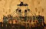 Michael Selekane, Harvesting, mixed media on treated wood