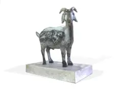 Diane Victor and Ruhan Janse van Vuuren, Speaking from the Belly, The Scapegoat Series, 2023, charcoal on patinated bronze on a Namibian marble base