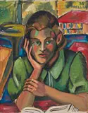 Alexis Preller, Woman Reading, oil on canvas