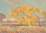 Die Kuile in die Pienaarsrivier by Roodeplaat by Jacobus Hendrik Pierneef, oil on hardboard, offered Nov 2023