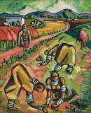 Alexis Preller, Mapogga Women in a Field, oil on canvasboard