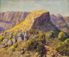 Moses Tladi, Rocky Outcrop, oil on board