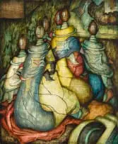 Alexis Preller, Vibrating Figure, oil on panel in the artist's handmade frame