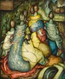 Alexis Preller, Vibrating Figure, oil on panel in the artist's handmade frame