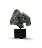 Dylan Lewis, Leopard Bust (S85), bronze with green patina, on a granite base