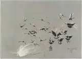 Themba Khumalo, Hope Keeps Us Flying I, etching and monotype on paper