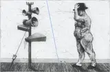 William Kentridge, Man with Megaphone Cluster, etching on paper