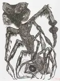 Lady Skollie, Cagn Protecting a !kwe, lithograph on paper