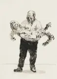 William Kentridge, Pet Sphinx, hand-coloured etching and drypoint on paper