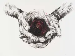 Nelson Makamo, Untitled (Hands), colour lithograph on paper