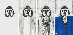 Ancestor, four by Robert Hodgins, etching on paper, sold Nov 2023