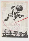 Bicycle Kick by William Kentridge, giclée print on paper, sold Nov 2023