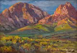 Extensive Landscape with Mountains by Hugo Naude, oil on board, offered Oct 2023
