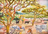 Nichola Alice Leigh, Spionkop Dam with Ngunis, oil on canvas