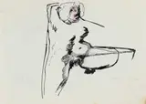 Robert Hodgins, Untitled (Dancing Nude), ink on paper