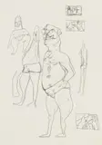 Robert Hodgins, Untitled (Figures), pencil on paper