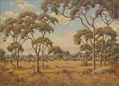 Erich Mayer, Bushveld Scene, oil on canvas