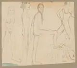 Alexis Preller, Nude Figures, sketch, pencil on paper