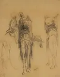 Frans Oerder, Study for Three Wise Men, charcoal on brown paper
