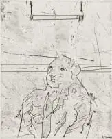 Trapeze by Robert Hodgins, etching on paper, sold Oct 2023