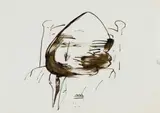Robert Hodgins, Untitled (Seated Ubu Figure), ink on paper